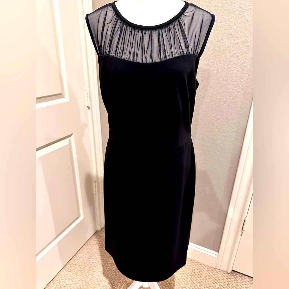 Calvin Klein Ladies Black Sheath Dress with Mesh, Size 14